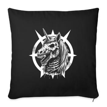 Licorne zombie - Housse de coussin décorative 45 x 45 cm - noir - Devant