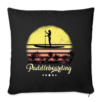 Stand Up Paddle Boarding Vintage Retro Sport - Sofa pillowcase 17,3'' x 17,3'' (45 x 45 cm) - black - Front