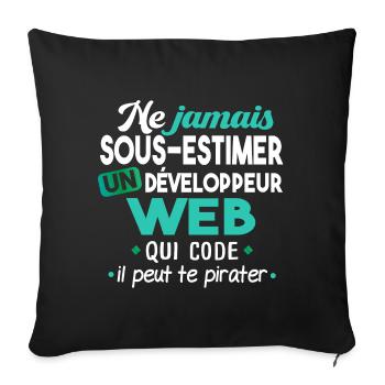 Informaticien homme. Cadeau humour. Informatique - Housse de coussin décorative 45 x 45 cm - noir - Devant