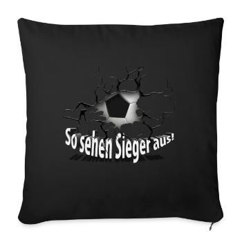 Fussball Sieger neu - Sofakissenbezug 45 x 45 cm - Schwarz - Vorne