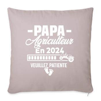 2024 Papa Agriculteur Agriculture Bébé Naissance - Housse de coussin décorative 45 x 45 cm - taupe clair - Devant