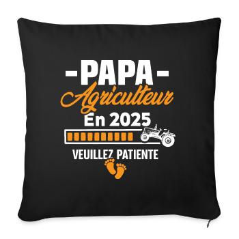 2025 Papa Agriculteur Agriculture Bébé Naissance - Housse de coussin décorative 45 x 45 cm - noir - Devant