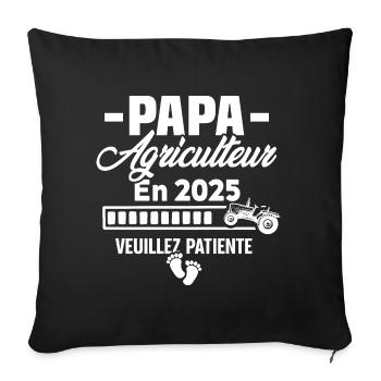 2025 Papa Agriculteur Agriculture Bébé Naissance - Housse de coussin décorative 45 x 45 cm - noir - Devant