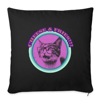 Cheese Fries Cat - Sofa pillowcase 17,3'' x 17,3'' (45 x 45 cm) - black - Front