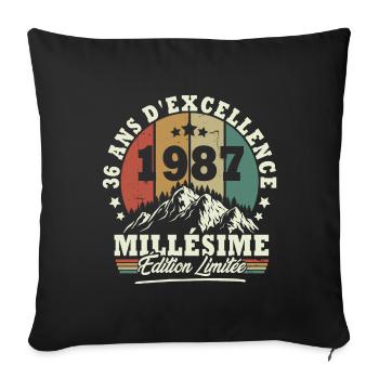 Millésime 1987, Cadeau D'anniversaire 36 Ans - Housse de coussin décorative 45 x 45 cm - noir - Devant