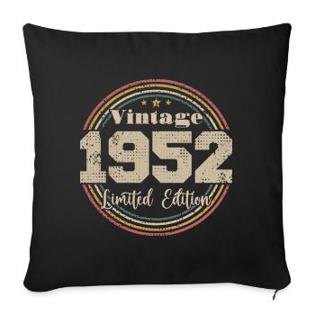 1952 Retro Vintage Birthday Born In - 1952 - Sofa pillowcase 17,3'' x 17,3'' (45 x 45 cm) - black - Front