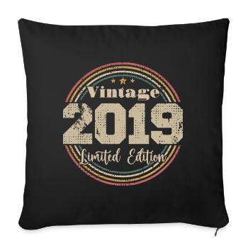 2019 Retro Vintage Birthday Born In - 2019 - Sofa pillowcase 17,3'' x 17,3'' (45 x 45 cm) - black - Front