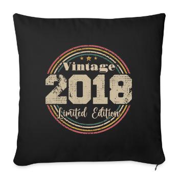 2018 Retro Vintage Birthday Born In - 2018 - Sofa pillowcase 17,3'' x 17,3'' (45 x 45 cm) - black - Front