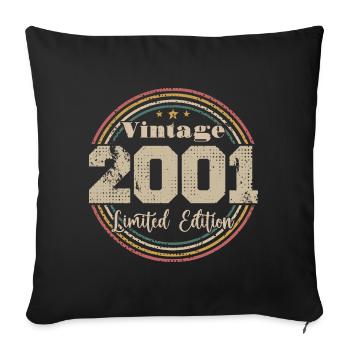 2001 Retro Vintage Birthday Born In - 2001 - Sofa pillowcase 17,3'' x 17,3'' (45 x 45 cm) - black - Front