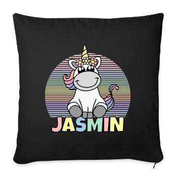 Jasmine Unicorn Name - Sofa pillowcase 17,3'' x 17,3'' (45 x 45 cm) - black - Front