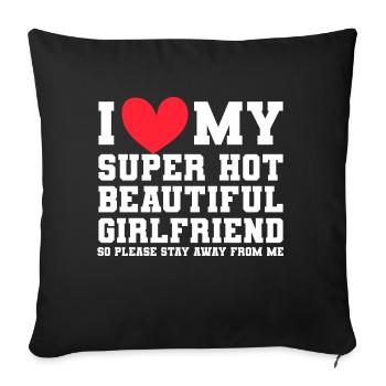 J’aime ma copine Couple Idée cadeau petit ami - Housse de coussin décorative 45 x 45 cm - noir - Devant