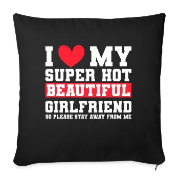 J’aime ma copine Couple Idée cadeau petit ami - Housse de coussin décorative 45 x 45 cm - noir - Devant
