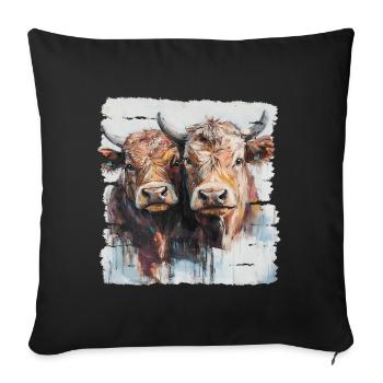 Two young bulls or two cows? - Sofa pillowcase 17,3'' x 17,3'' (45 x 45 cm) - black - Front
