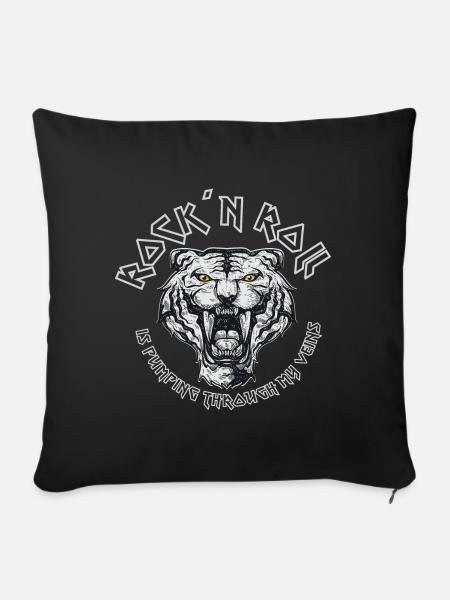 Rock 'n' Roll is pumping through my veins gift - Sofa pillowcase 17,3'' x 17,3'' (45 x 45 cm) - black