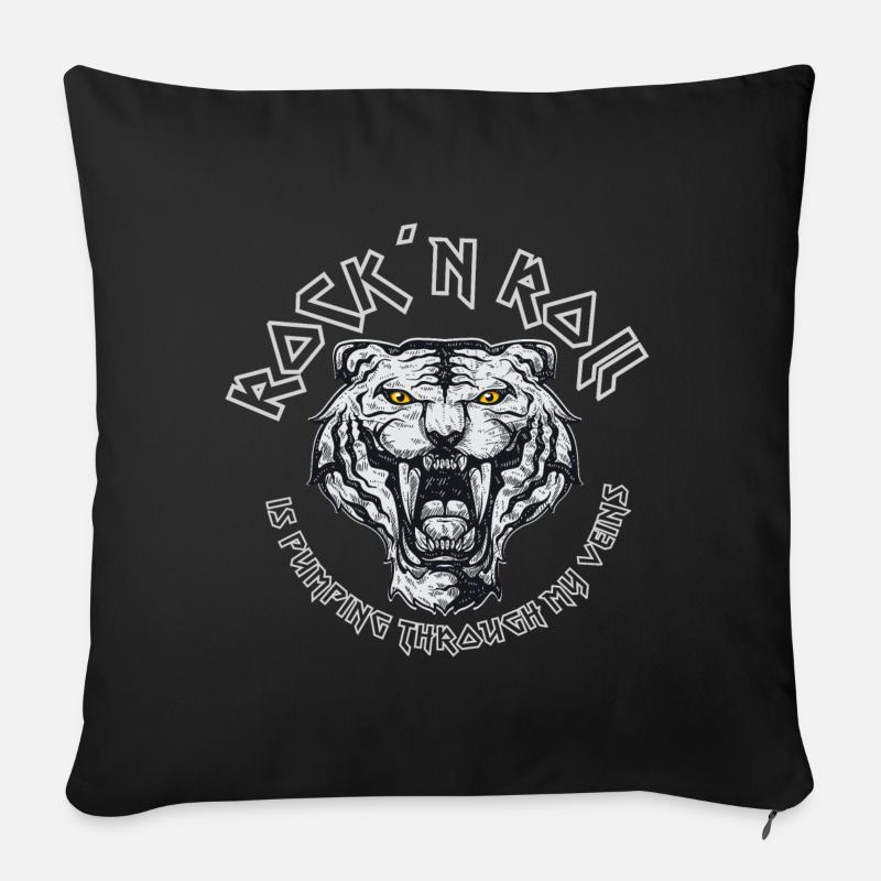 Rock 'n' Roll pompe dans mes veines cadeau - Housse de coussin décorative 45 x 45 cm - noir