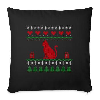 Ugly Christmas cat Christmas gift - Sofa pillowcase 17,3'' x 17,3'' (45 x 45 cm) - black - Front