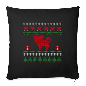 Ugly Christmas Papillion Miniature Christmas - Sofa pillowcase 17,3'' x 17,3'' (45 x 45 cm) - black - Front