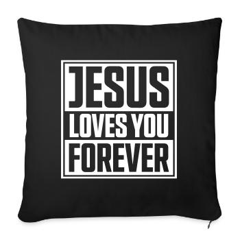 Jésus t'aime - Housse de coussin décorative 45 x 45 cm - noir - Devant