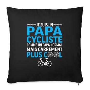 Papa cycliste père vélo - Housse de coussin décorative 45 x 45 cm - noir - Devant
