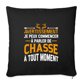 Parler de chasse à tout moment cadeau chasseur - Housse de coussin décorative 45 x 45 cm - noir - Devant