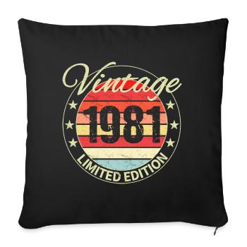 Vintage 1981 - Édition limitée - Housse de coussin décorative 45 x 45 cm - noir - Devant