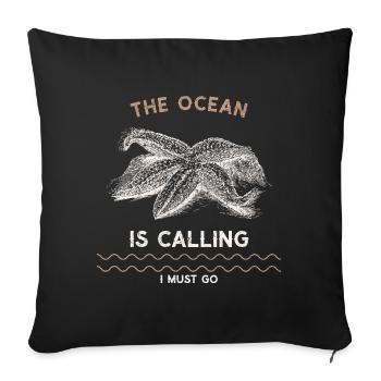 La mer appelle je vais, plongeur plonger vintage - Housse de coussin décorative 45 x 45 cm - noir - Devant