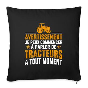 parler de tracteurs à tout moment - Housse de coussin décorative 45 x 45 cm - noir - Devant