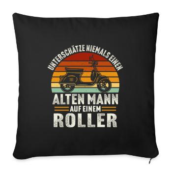 Alten mann aut einem motorroller rollerfahren - Sofakissenbezug 45 x 45 cm - Schwarz - Vorne