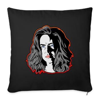 Une femme comme dans un film noir orange - Housse de coussin décorative 45 x 45 cm - noir - Devant