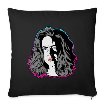 A woman like from a noir movie turquoise/pink - Sofa pillowcase 17,3'' x 17,3'' (45 x 45 cm) - black - Front