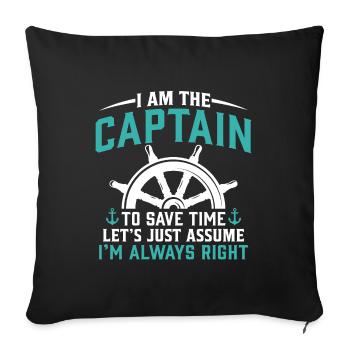 Je suis le capitaine drôle de voile - Housse de coussin décorative 45 x 45 cm - noir - Devant