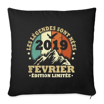Les légendes sont nées en Février 2019 Vintage - Housse de coussin décorative 45 x 45 cm - noir - Devant