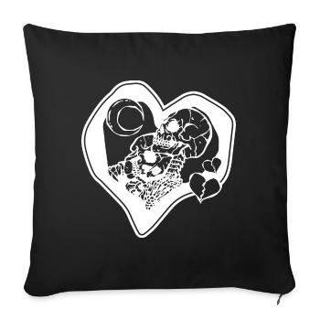 Squelettes amoureux - Housse de coussin décorative 45 x 45 cm - noir - Devant
