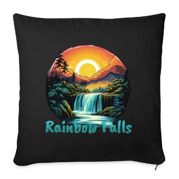 Hawaii Rainbow Falls Sonnenuntergang Design - Sofakissenbezug 45 x 45 cm - Schwarz - Vorne