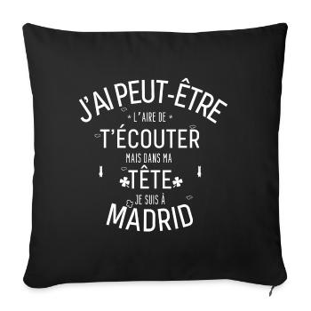Dans ma Tête je suis à Madrid - Housse de coussin décorative 45 x 45 cm - noir - Devant