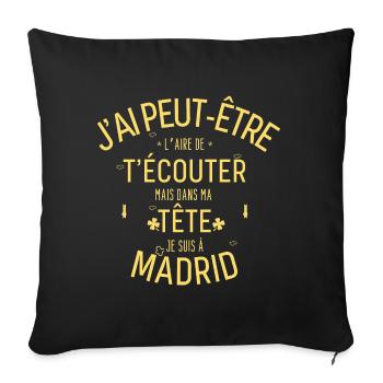 Dans ma Tête je suis à Madrid Jaune - Housse de coussin décorative 45 x 45 cm - noir - Devant