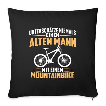 Alten Mann mit einem Mountainbike - Sofakissenbezug 45 x 45 cm - Schwarz - Vorne