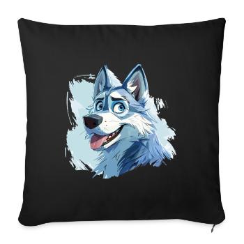 Husky Dog Sled Dog Breed Winter Cartoon - Sofa pillowcase 17,3'' x 17,3'' (45 x 45 cm) - black - Front