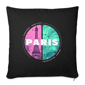 Paris Skyline Eiffel Tower France City Circle - Sofa pillowcase 17,3'' x 17,3'' (45 x 45 cm) - black - Front