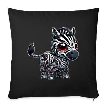 Cyborg Zebra : Robot aux yeux rouges - Housse de coussin décorative 45 x 45 cm - noir - Devant