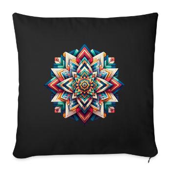 Kunterli - Color Prism Mandala - Sofa pillowcase 17,3'' x 17,3'' (45 x 45 cm) - black - Front