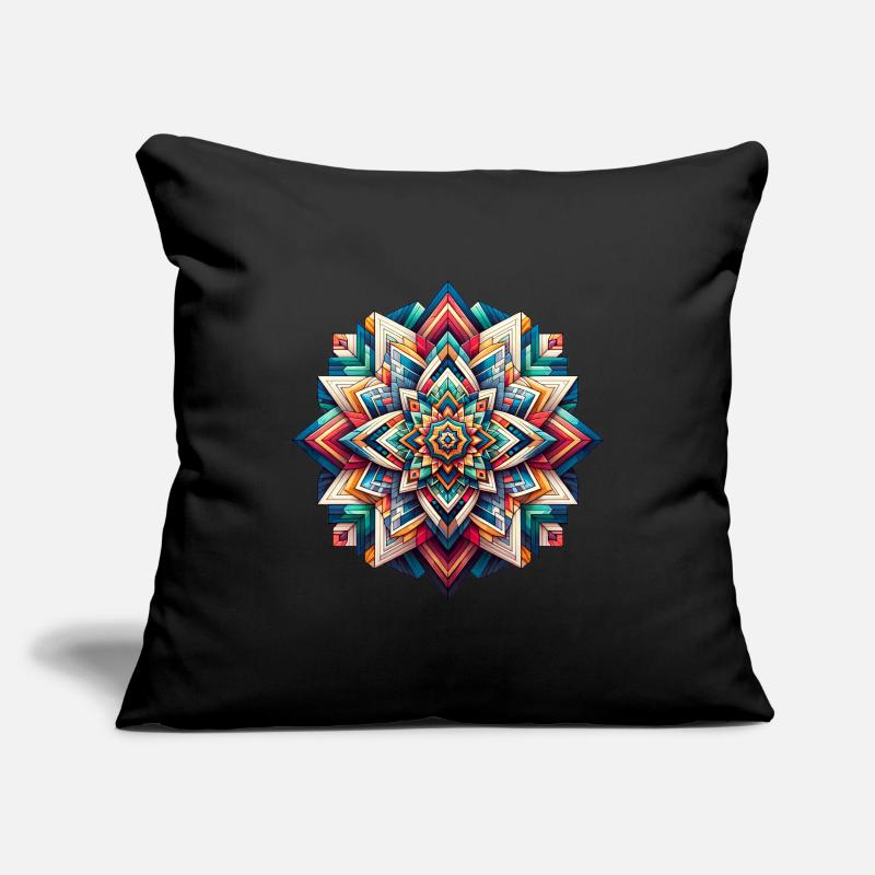 Kunterli - Mandala à prisme de couleur Housse de coussin décorative 45 x 45 cm