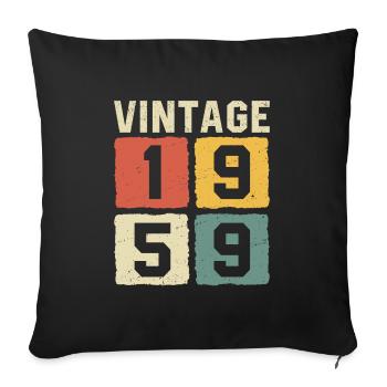 T-shirt rétro vintage 1959 1959 - Housse de coussin décorative 45 x 45 cm - noir - Devant