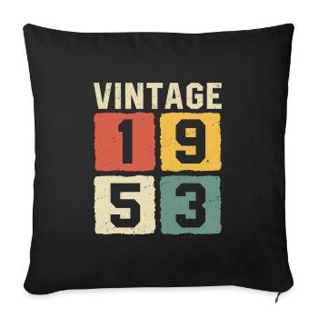 T-shirt rétro vintage 1953 1953 - Housse de coussin décorative 45 x 45 cm - noir - Devant