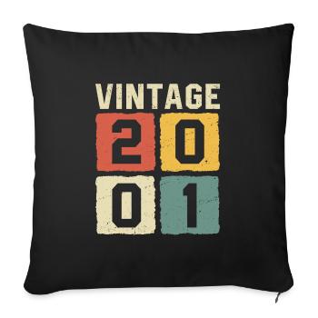 Vintage 2001 Born 2001 - Sofa pillowcase 17,3'' x 17,3'' (45 x 45 cm) - black - Front