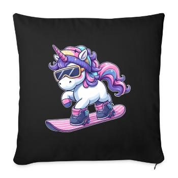 Unicorn Snowboard Winter Magic - Sofa pillowcase 17,3'' x 17,3'' (45 x 45 cm) - black - Front