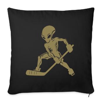 Alien Ice Hockey Player Silhouette Minimalist - Sofa pillowcase 17,3'' x 17,3'' (45 x 45 cm) - black - Front