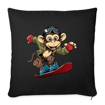 Monkey Chimpanzee Snowboarder Winter Sports Vacation - Sofa pillowcase 17,3'' x 17,3'' (45 x 45 cm) - black - Front