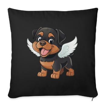 Cute Rottweiler Angel Cartoon - Sofa pillowcase 17,3'' x 17,3'' (45 x 45 cm) - black - Front
