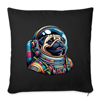 Astronaute carlin coloré dans l’espace - Housse de coussin décorative 45 x 45 cm - noir - Devant